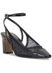 Vince Camuto Women's Somlee Mesh Kitten Heel Pumps - Black Polka Dot Mesh