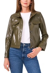 Vince Camuto Women's Stand-Collar Faux-Leather Jacket - Military Green