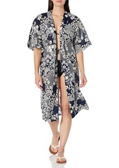 Vince Camuto Women's Standard Kimono Swimsuit Cover up Zen Garden deep sea