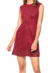 Vince Camuto Women's Suede Shift Dress with Extended Cap Sleeve