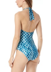 Vince Camuto Women's Tie-Front Halter One-Piece Swimsuit - Turquoise