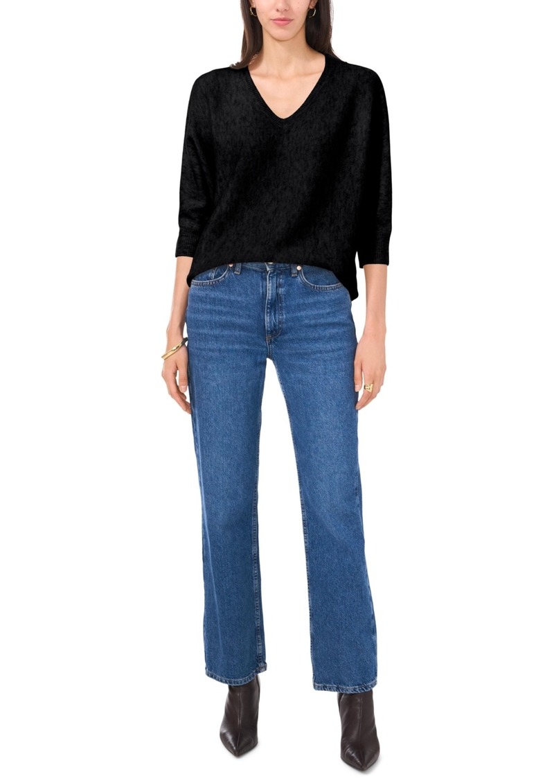 Vince Camuto Women's V-Neck Dolman-Sleeve Sweater - Rich Black