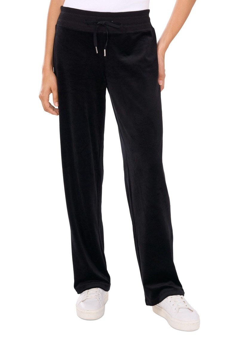 Vince Camuto Women's Velour Drawstring-Waist Straight-Leg Pants - Rich Black