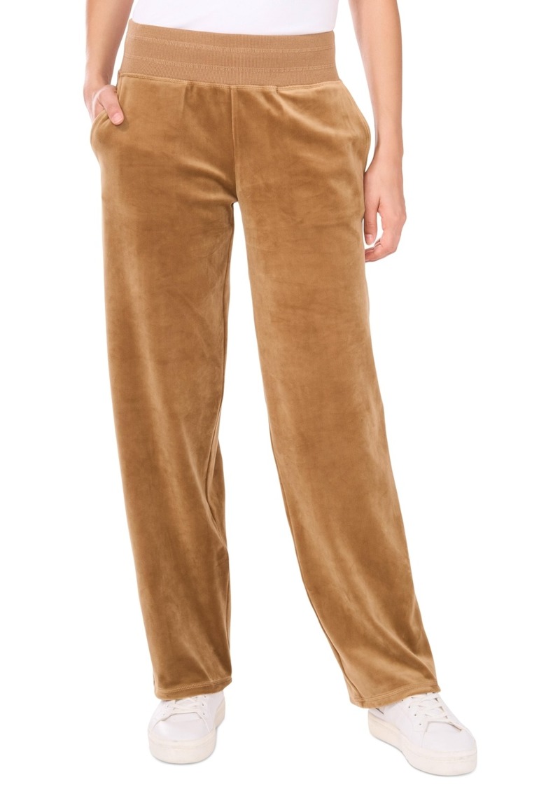 Vince Camuto Women's Velour Pull-On Straight-Leg Pants - Camel