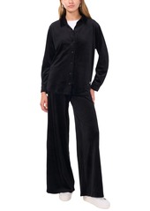 Vince Camuto Women's Velour Pull-On Wide-Leg Pants - Rich Black