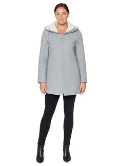 Vince Camuto Women's Wool Blend Car Coat with Lined Hood  L