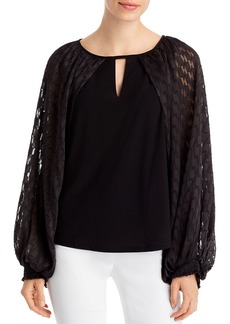 VINCE CAMUTO Woven Long Sleeve Keyhole Front Top