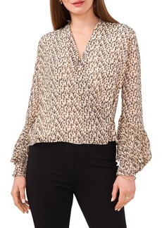 Vince Camuto Wrap Front Ruffle Long Sleeve Blouse