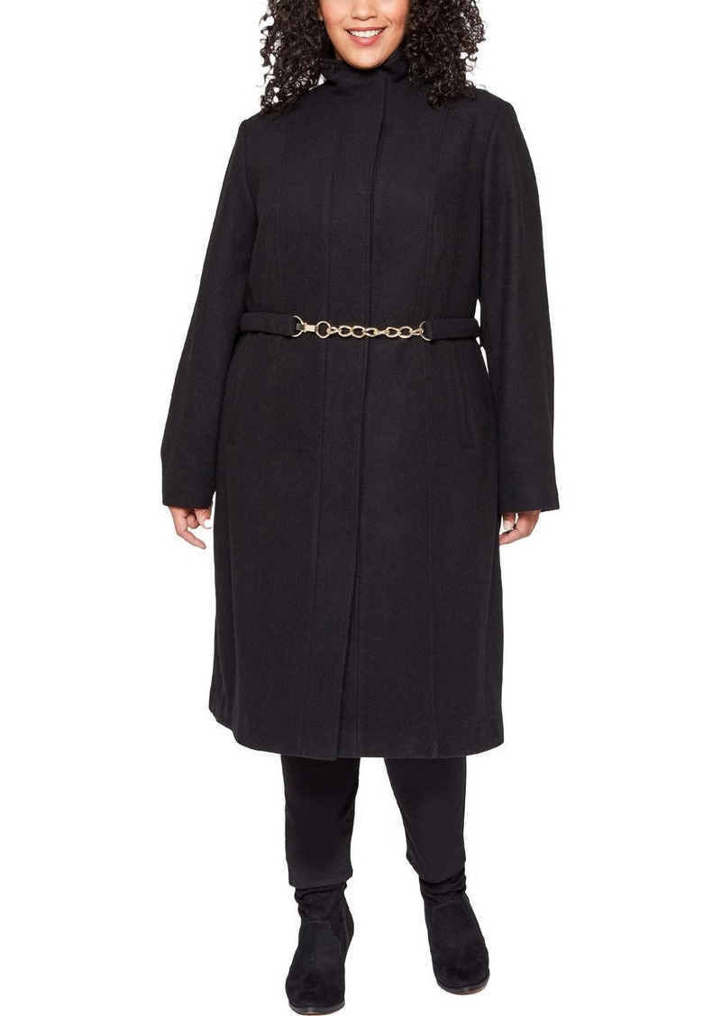 Vince Camuto Womens Belted Trench Wool Coat