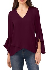 Vince Camuto Womens Chiffon V-Neck Blouse