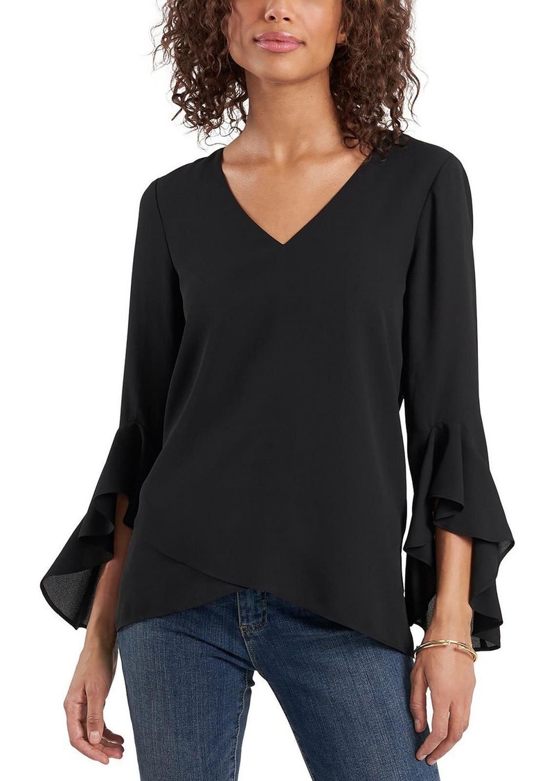 Vince Camuto Womens Chiffon V-Neck Blouse