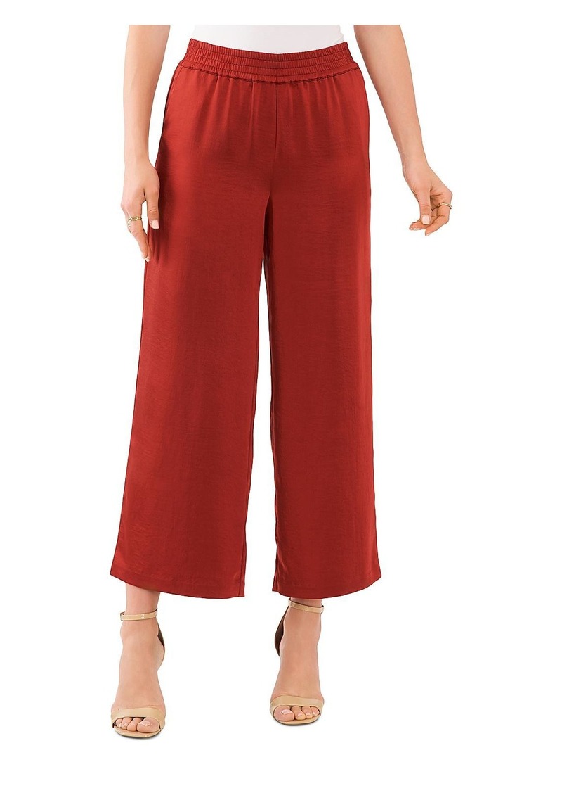 Vince Camuto Womens Cropped Satin Wide Leg Pants