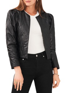 Vince Camuto Womens Faux Leather Cropped Quilted Coat