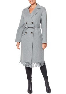 Vince Camuto Womens Fringe Belted Trench Coat