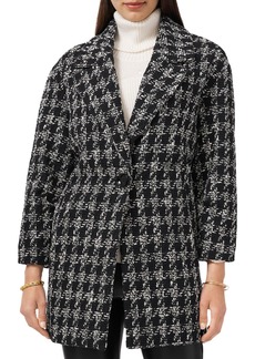 Vince Camuto Womens Houndstooth Collared One-Button Blazer