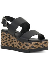 Vince Camuto Womens Leather Open Toe Wedge Sandals