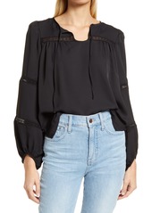 Vince Camuto Luxe Tie Neck Top in Rich Black at Nordstrom