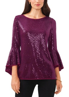 Vince Camuto Womens Metallic Bell Sleeves Blouse