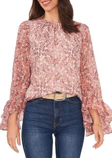 Vince Camuto Womens Metallic Floral Blouse