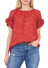 Vince Camuto Womens Paisley Ruffle Sleeve Blouse