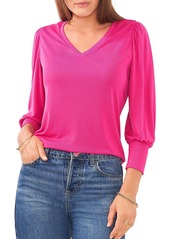 Vince Camuto Womens Ribbed V-Neck Pullover Top