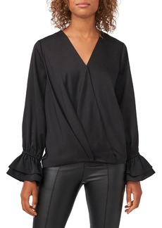 Vince Camuto Womens Satin Wrap Front Blouse