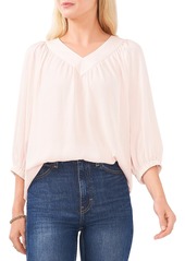 Vince Camuto Womens Shirring V-Neck Blouse