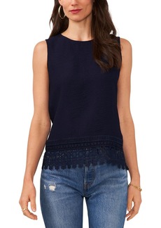 Vince Camuto Womens Sleeveless Lace Trim Blouse