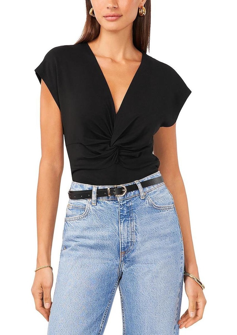 Vince Camuto Womens V Neck Cropped Pullover Top