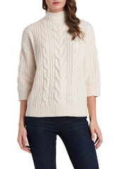 Vince Camuto Cable Stitch Sweater in Antique White at Nordstrom