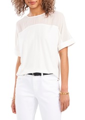 Vince Camuto Chiffon Yoke Short Sleeve Top in New Ivory at Nordstrom