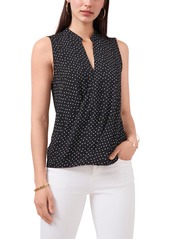 Vince Camuto Dot Print Wrap Front Georgette Blouse in Rich Black at Nordstrom