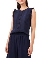 Women's Vince Camuto Embroidered Lace Inset Sleeveless Blouse