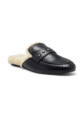 Vince Camuto Alvintal Faux Shearling Lined Leather Slipper in Black Leather at Nordstrom
