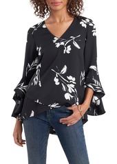 Vince Camuto Floral Print Trumpet Sleeve Top