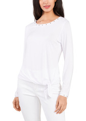 Vince Camuto Knot Front Embellished Top in New Ivory at Nordstrom