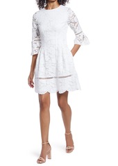 Vince Camuto Lace Bell Sleeve Fit & Flare Dress