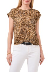 Vince Camuto Leopard Print Knot Front T-Shirt at Nordstrom