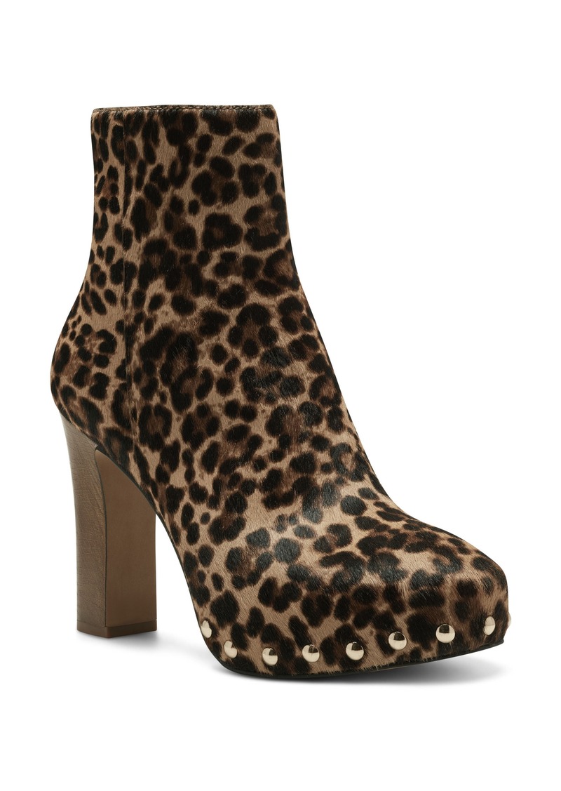 Vince Camuto Nevvina Leopard Print Genuine Calf Hair Bootie in Caramel at Nordstrom