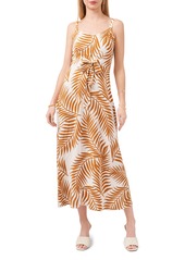 Vince Camuto Palm Print Tie Front Dress in New Ivory at Nordstrom