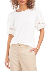 Vince Camuto Puff Sleeve Crochet Trim Top in New Ivory at Nordstrom