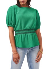 Vince Camuto Puff Sleeve Peplum Top in Cactus Green at Nordstrom