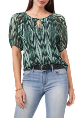 Vince Camuto Puff Sleeve Tie Neck Blouse in Rich Black at Nordstrom
