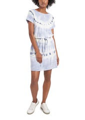 Vince Camuto Ripple Tie Dye Cotton Blend Knit Dress in Rich Navy at Nordstrom