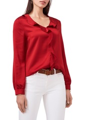 Vince Camuto Ruffle Satin Blouse in Cranberry at Nordstrom
