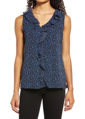 Vince Camuto Ruffle Sleeveless Top in Aegean Sea at Nordstrom