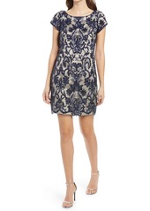 Vince Camuto Sequin Floral Cocktail Sheath Dress in Navy at Nordstrom