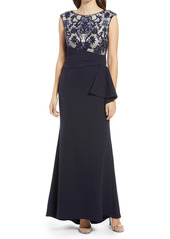 Vince Camuto Sequin Lace Bodice Trumpet Gown in Navy at Nordstrom