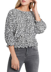 Vince Camuto Smocked Waist Dolman Sleeve Top in Rich Black at Nordstrom