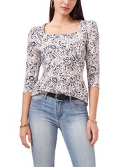 Vince Camuto Snake Whispers Square Neck Top in Ultra White at Nordstrom